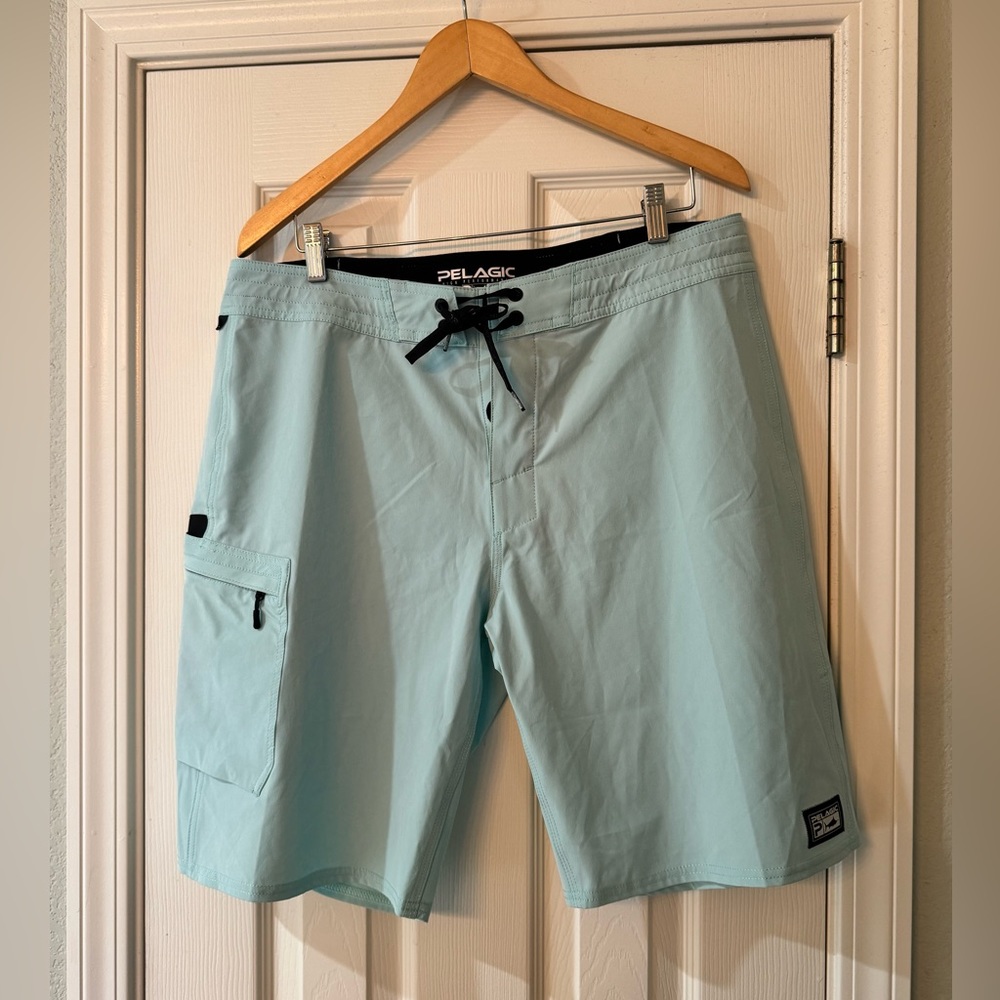 Pelagic Men's Aqua Board Shorts with Cargo Pocket